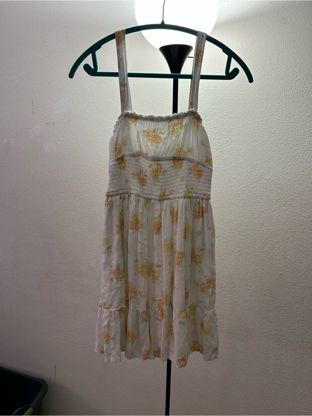 Woman’s White Floral Smocked Sundress